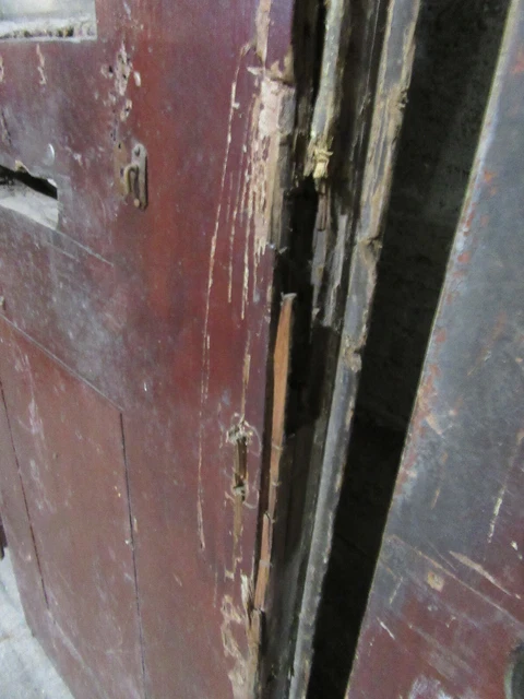~ Antique Oak Double Entrance French Doors Beveled Glass ~ 44 X 87 ~ Salvage 18