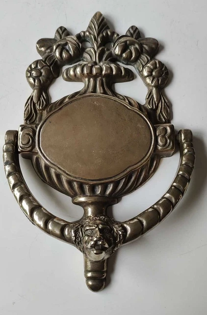 Heurtoir de porte style Antique/Victorien en laiton/Tête lion, fleur lys, floral