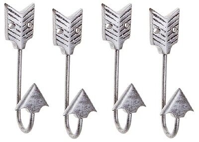 FOUR Metal Decorative Wall Hooks: Silver Bent Iron Arrow Wall Hook (hat / coat)