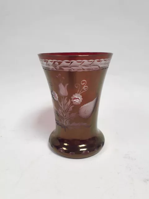 vase verre de bohème gravé rouge Egermann style Bohemian Crystal Glass Ruby