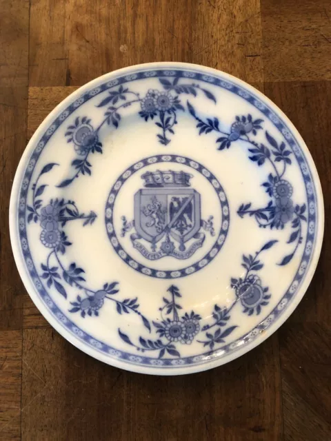 Ancienne Assiette En Faïence De Delft Minton, Blason "Gresle Est Mais Croistra"
