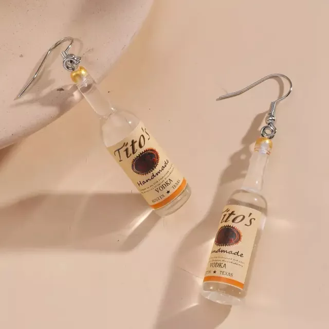 Wine Bottle Design Dangle Earrings Resin Jewelry Nightclub Party Ear Ornaments