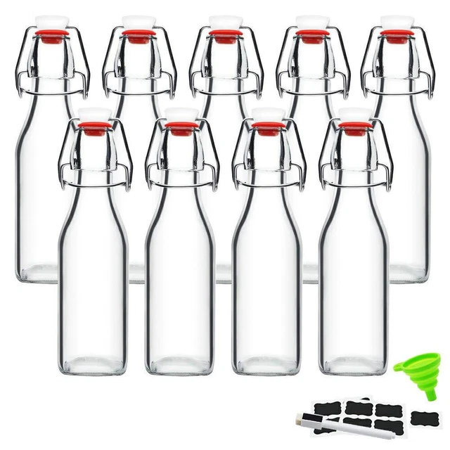 Swing Top Glass Bottles with Airtight Lids for Home Brewing, Kom...