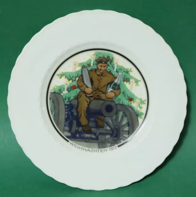 Antiguo KPM Berlín Plato de Reservista Patriotika 1.WK Soldado Cañón Ek