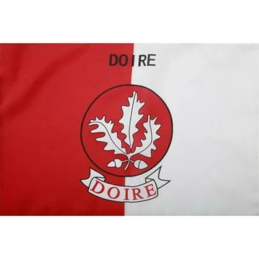 Derry GAA Official Flag 12x18″ With Stick - Crested Crest Irish Gaelic Football