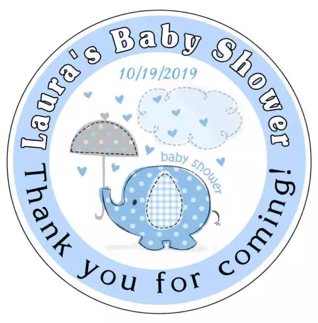 Baby Blue Elephant Baby Shower Stickers
