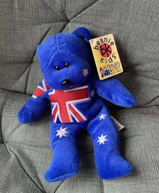 The Aussie Beanie Bear Skansen G’DAY  with TAGS 26.01.01 BIRTHDAY RETIRED VGC
