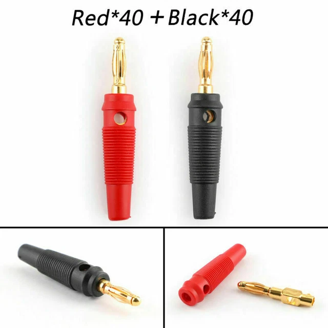 80 Pcs Gold Plated 4mm Banana Plug Screw To Binding Post Test Probes Adapter