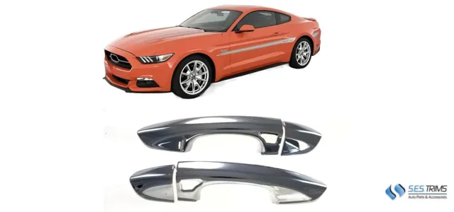 Patented Snap-On Chrome Door Handle Cover for 15-23 Ford Mustang Works on sensor