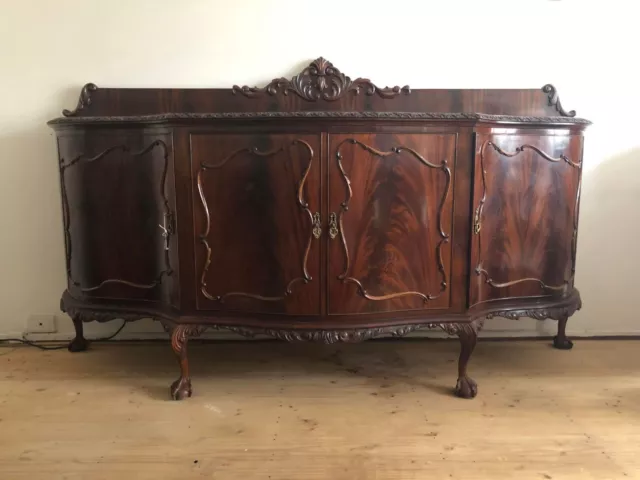 Antique Serpentine Front Flame Mahogany Buffet Sideboard Circa 1930