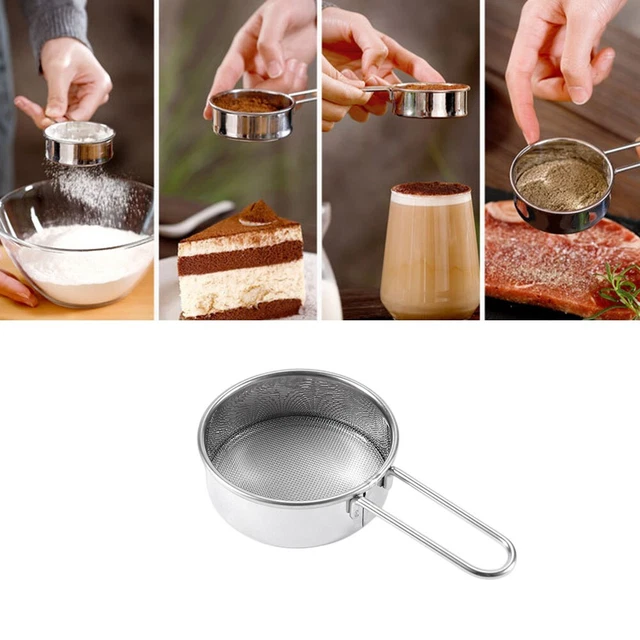 Práctico tamiz cola tamiz de acero inoxidable accesorios para hornear