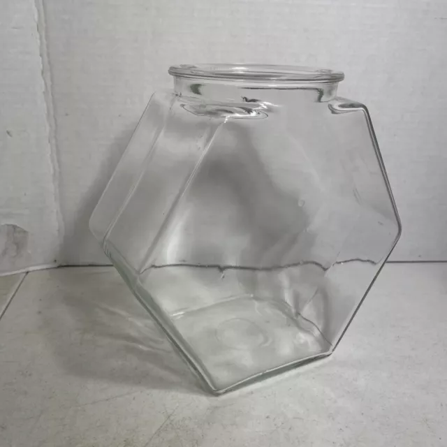 Vintage Clear Glass Hexagon Shape Fish Goldfish Turtle Bowl Tank