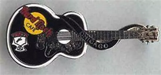 Hard Rock Café Chicago 1990s Elvis Presley Noir Guitare Broche Dead Hr #1788