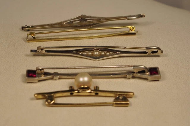 5 Broches Art Deco Ancien Argent Massif Silver Brooch 3