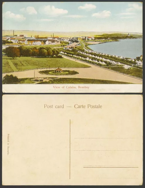 India Old Colour Postcard View of Colaba Bombay, Tents Camp, Bandstand, Panorama