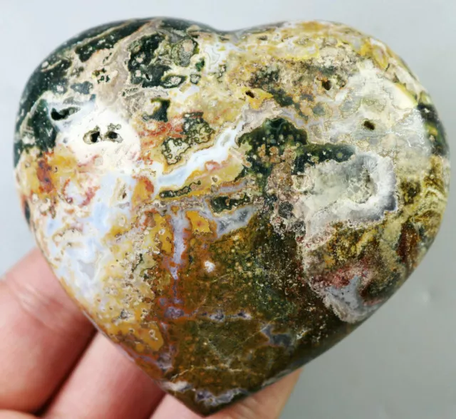 239g Amazing Natural Ocean Jasper Crystal Agate Geode Heart Jasper Reiki Stone