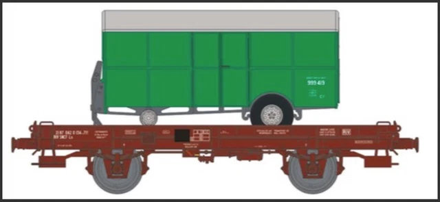 Wagon UFR Biporteur remorque SOBOTRAF ép III - HO 1/87