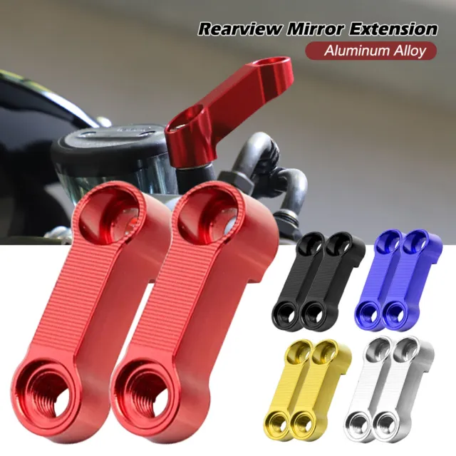 2Pcs Motorcycle Rearview Mirrors Extender Universal Adapter Aluminum Alloy Base
