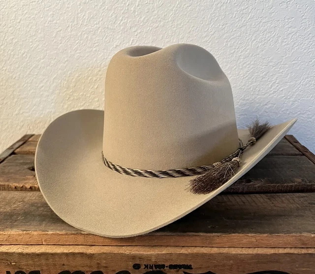 Vintage John B. Stetson Felt Cowboy Hat XXXX Beaver 7 1/4 Long Oval