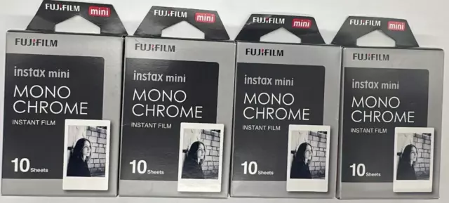 4PK Fujifilm Instax Mini Mono Chrome Instant Film ~ 10 Sheets EACH ~ EXP 3/2020+