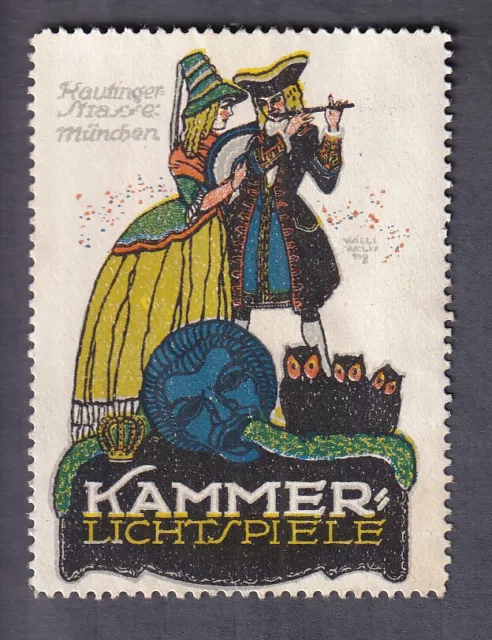 Vignette Reklamemarke Kammer Lichtspiele München um 1910
