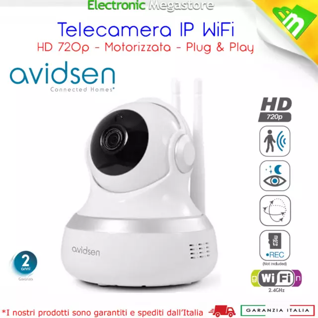 Telecamera IP WiFi motorizzata 720p Avidsen 123982 HD visione notturna