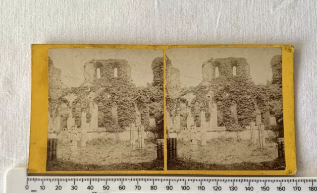 Antique Interior of Furness Abbey Ruin. Victorian Stereoview Photograph BV01