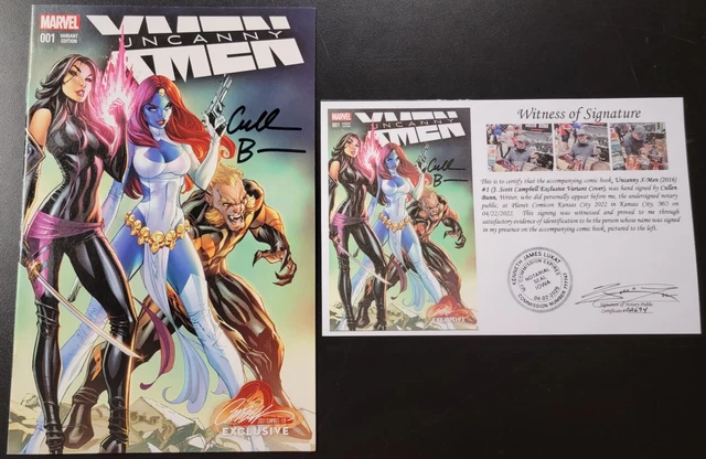 Uncanny X-Men (2016) #1 Campbell Exclusive Variant SIGNED Cullen Bunn Notarized