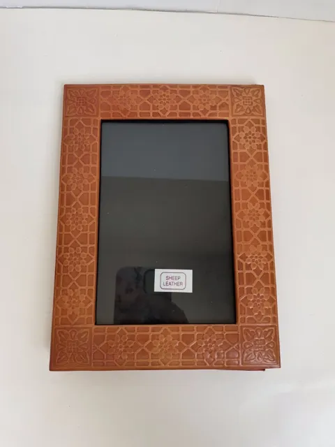 Vintage Sheep Leather Ornate Embossed Standalone Picture Photo Frame Fits 4x6