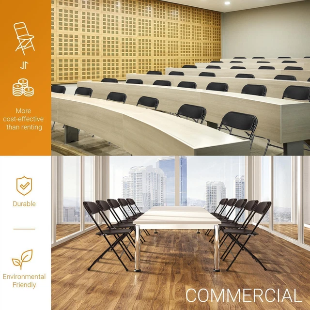 12x Plastic Folding Chairs Commercial Even Party Office Meeting Room Seat Black