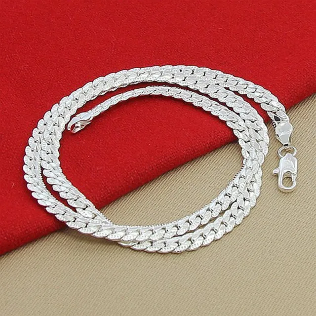 Modern Edge 925 Sterling Silver 6mm Full Sideways Necklace Chain Men's Fashion