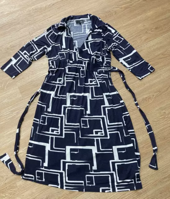 Women’s Maternity Wrap Around Dress from NEXT Size 10 Navy & White