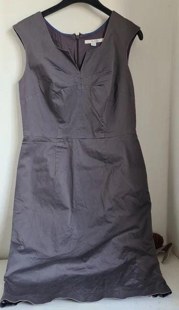 Boden Dress Size Uk12R Grey Cotton Shift Dress