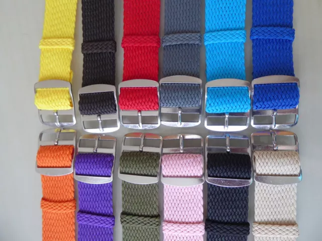 Uhrenarmband Perlon Strap  viele Farben 12,14, 16, 18, 20, 22, 24mm  Uhrband