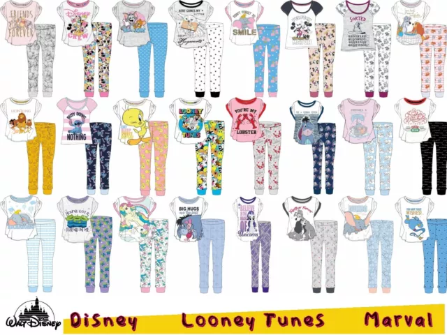 PJ Pyjama Damen Mädchen Set offizielle Disney Nachtwäsche Loungewear Premium