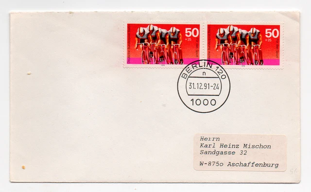 Briefumschlag mit Stpl. Berlin 120 auf MiNr: 568, MeF, "Für den Sport", 1978,