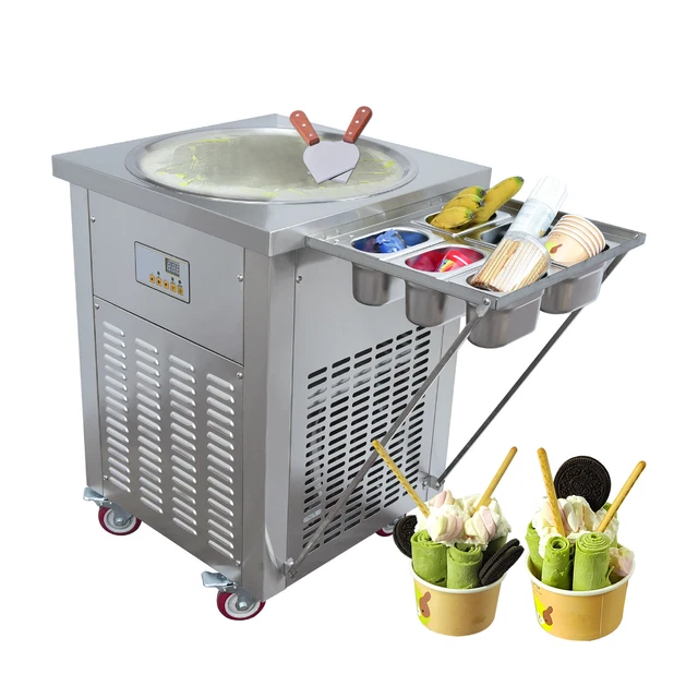 Vaseni Commercial Rolled Ice Cream Machine Thai Fried Ice Cream Roll Maker