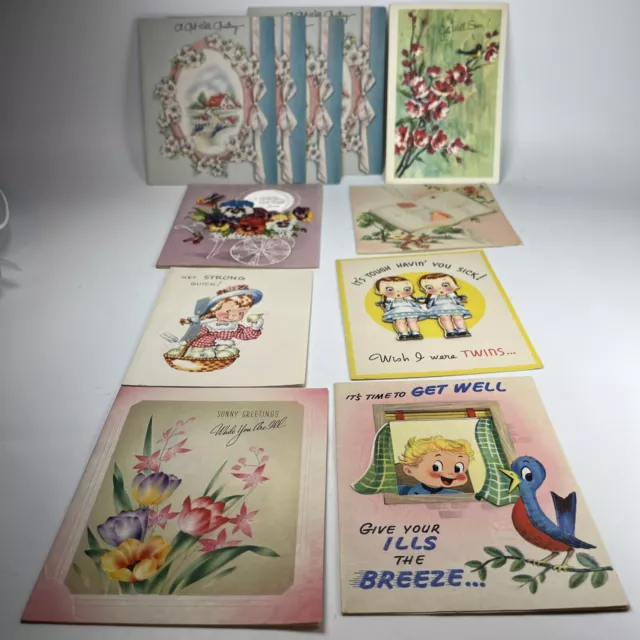 Vintage Greeting Cards Get Well Soon 40’s 50’s Lot Of 11 Unsigned