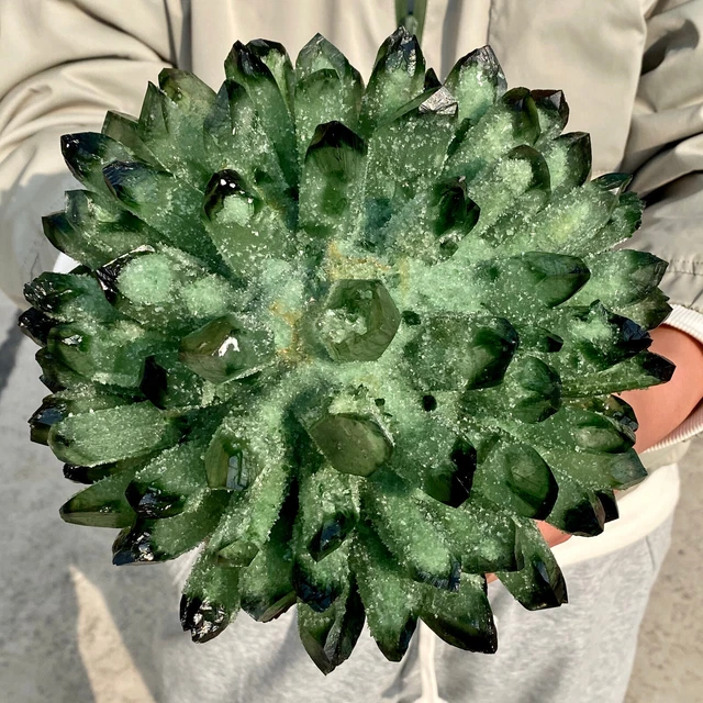 10.9LB New Find Green Phantom Quartz Crystal Cluster Mineral Specimen Healing 10