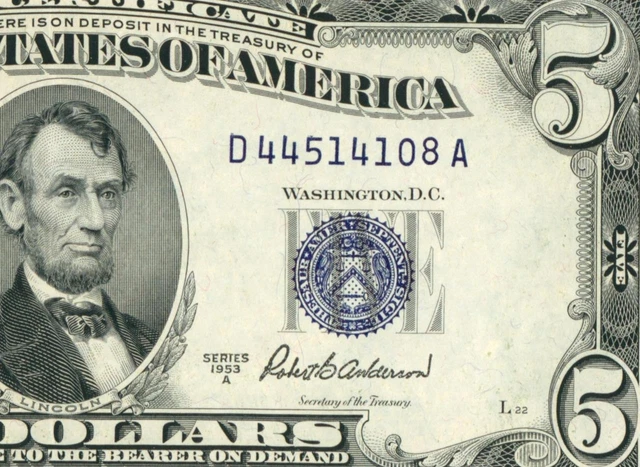 $5 1953 A ((HIGHER GRADE XF+)) Silver Certificate ** DAILY CURRENCY AUCTION