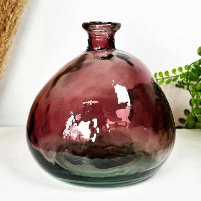 Pink Bubble Vase Recycled Glass 16cm Wide Bottle Abstract Indoor Modern Large