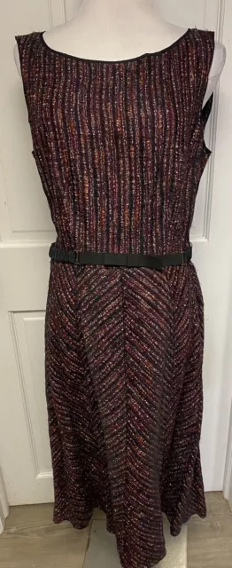 NINA RICCI Dress Tweed Sleeveless A Line  Belted Size 42 US 10