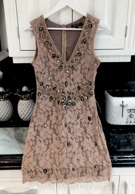 Ladies Embellished Cocktail Dress By Tfnc London Size 1 Uk 8