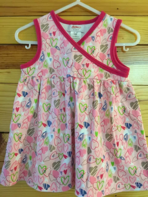 Zutano Pink Heart Print Dress Girls Size 18 Months