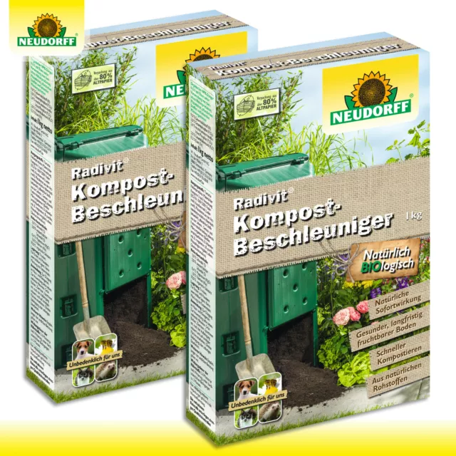 Neudorff 2x 1kg Radivit Compost Acelerador Bacterias Hongos Jardín Residuos Follaje