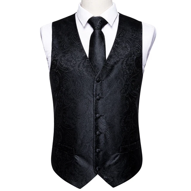 Gilet vintage gilet da uomo paisley floreale in seta jacquard set cravatta matrimonio 8