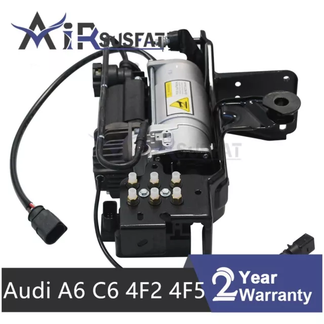 Air Suspension Compressor w/ Valve Block For Audi A6 C6 4F2 4F5 Quattro 2006-11