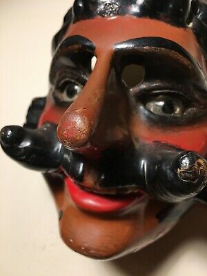Antique, 1930-1950, Ethnographic, Wooden Mask Guatemala (Guatemalan) "Mexicano" 8