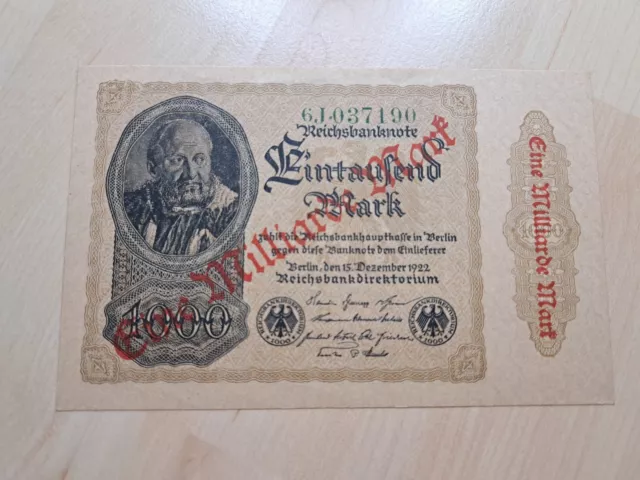 1 Milliarde Reichsmark Reichsbanknote Berlin German Empire 1923 RO 110a