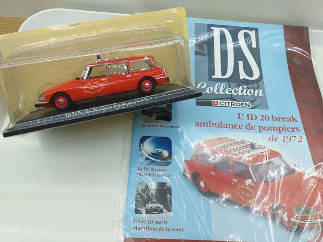 Citroen ID 20 Break Ambulance Pompiers 1972 1/43éme Atlas  Neuf Boite Cristal